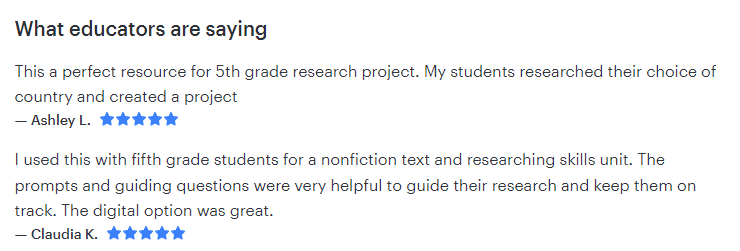 What educators are saying feedback country research projects